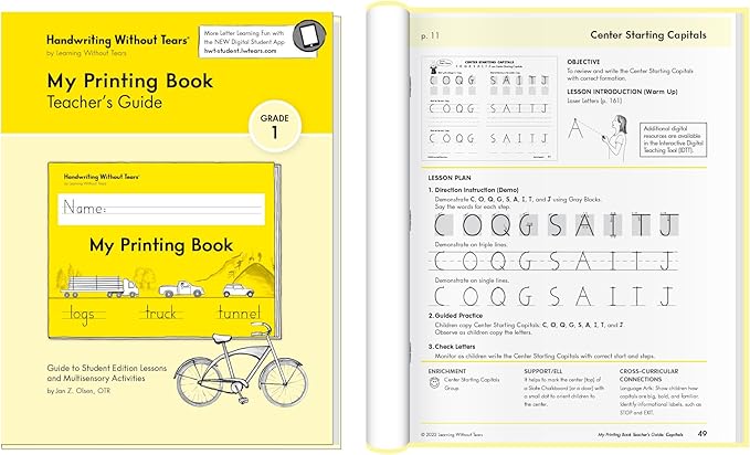 Handwriting Without Tears, 1st Grade Printing Bundle, Age 6+, 1st Grade+, Student Workbook, Writing Journal & Teacher's Guide, School & Home, Language Arts, Tutoring, Tiny Pencils, Desk Strip