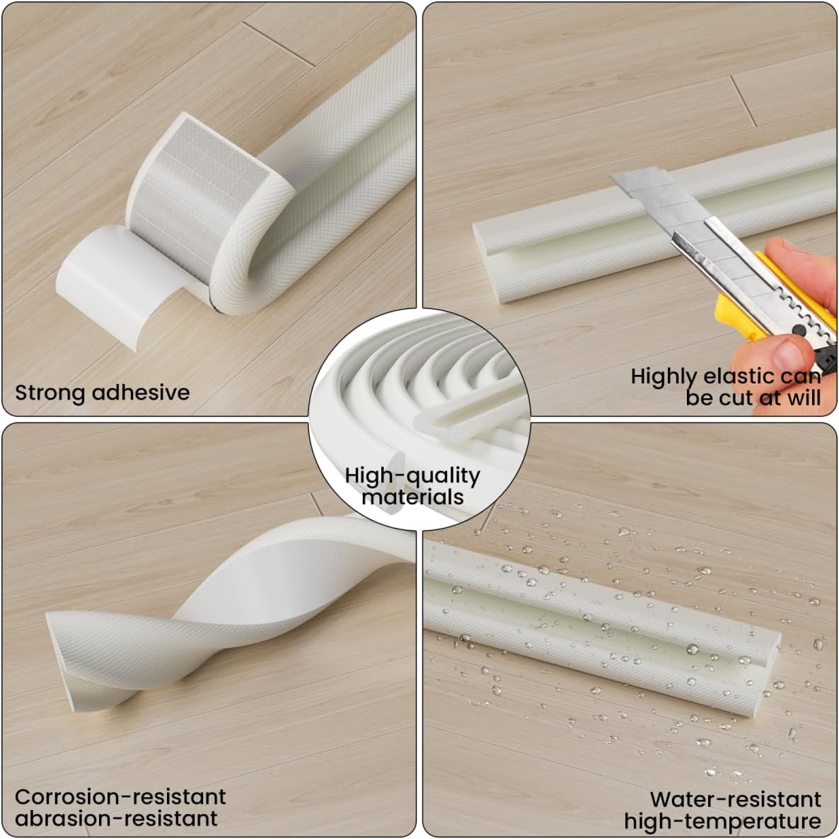 V Shape Foam Weather Stripping Door Frame Seal Strip 2Pcs×26FT White, Draft Stopper, Insulation Winter, Weatherstripping, Gap Sealing, Soundproofing, Self-Adhesive Used for Exterior Front Door Side