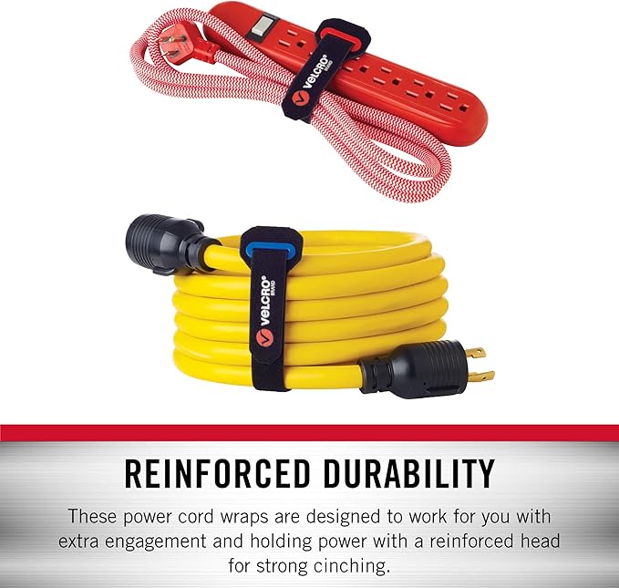VELCRO Brand Power Cord Wraps | Heavy Duty Straps for Cords, Hoses, Garage or RV Organization | 6pc Multipack | 3 Sizes 12, 16 and 24 Inch | Black and Gray