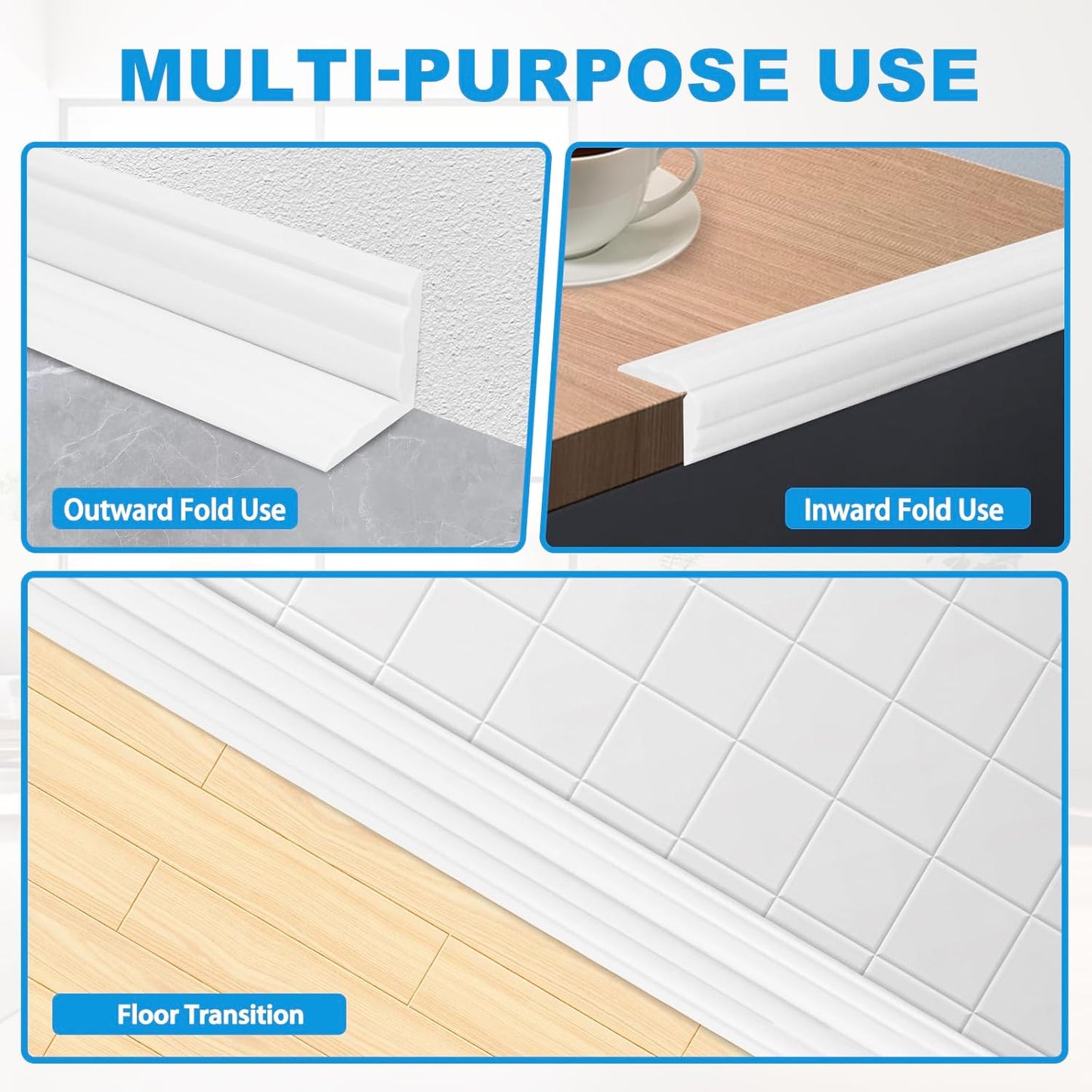 Wall Corner Protector Peel and Stick Corner Trim Molding Flexible Inside & Outside Wall Edge Guard Self Adhesive Moulding Trim for Edge Use, White, 2.3” W x 20’ L