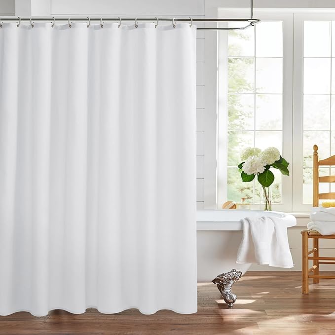 Nasitos Extra Long Fabric Shower Curtain Liners 2 Pack - W72 x H96 - Water Repellent & Washable Cloth Shower Curtains for Bathroom, Soft Hotel Quality (White, Magnets Included)