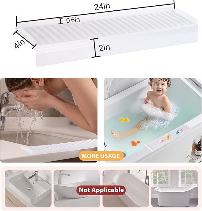 Sink Edge Protector with Suction Cup 4"x24", Silicone Sink Splash Guard for Kitchen & Bathroom, Protect Countertop from Scratches, Stains, for Stainless Steel Granite Quartz-Clear