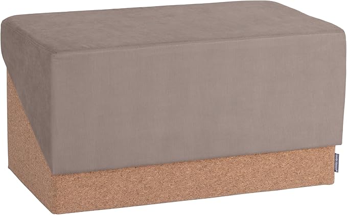 Seville Classics Cushioned Fabric Ottoman Hidden Storage Chest Footrest Chair, Padded Seat for Bedroom, Dorm, Loft, Living Room, Entryway, Hallway, Cork/Taupe, 30" Bench