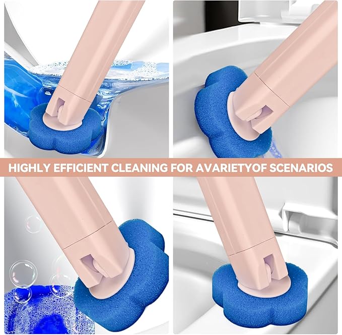 Disposable Toilet Brush Toilet Bowl Cleaner,Toilet Cleaning Supplies,Toilet Bowl Brush,Toilet Cleaner Brush,Toilet Brush with Holder,48 Refills for Cleaning and Hygienic Bathroom Maintenance (Pink)