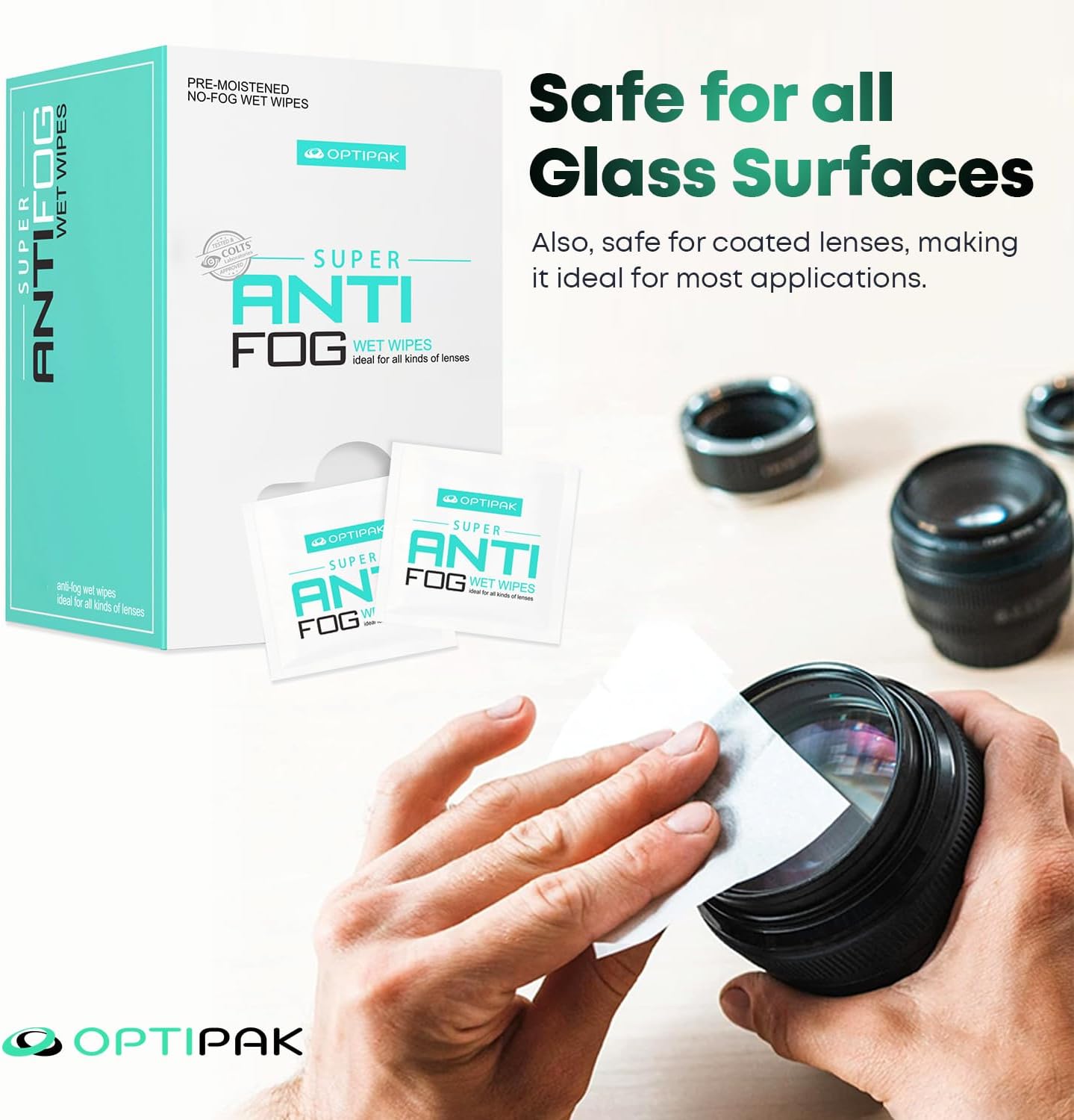 Anti Fog Wipes for Glasses, Binoculars, Face Shields, Ski Masks or Swim Goggles | Pre-Moistened Cleaning Antifog Lens Wipes for Eyeglasses and Defogger for Glasses (350 Count Pack of 3)