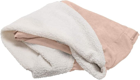 Furhaven Replacement Dog Bed Cover Sherpa & Suede Snuggery, Machine Washable - Cream, 35-inch