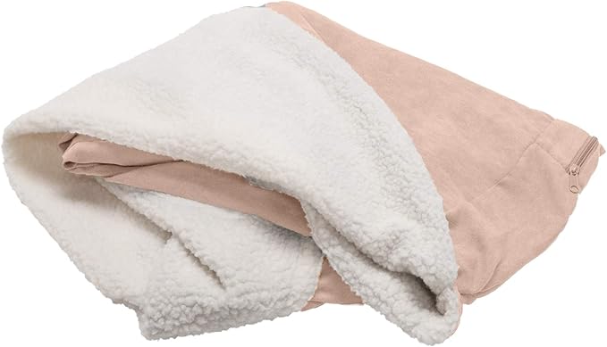 Furhaven Replacement Dog Bed Cover Sherpa & Suede Snuggery, Machine Washable - Cream, 26-inch