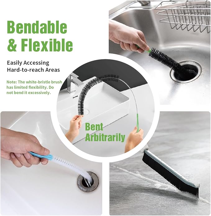 4pcs Flexible Cleaning Brush Set for Dryer Vents, Fridge Coils, HVAC Systems & Tight Spaces – Multi-Use Lint and Dust Remover with Crevice Brush and Detailing Tools
