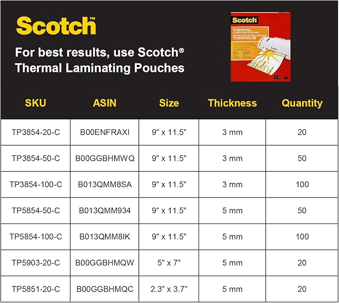Scotch Thermal Laminator Machine, 5 Minute Warm-up, 9" Input, for Laminating Sheets Up to 5-Mil Thick