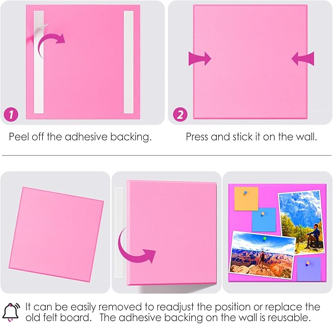 MaxGear Large Cork Board for Wall 36" x 24", Pink Bulletin Board, 6 Pack Felt Wall Tiles with Pushpins, Cork Boards for Office Pin Board Tack Board Cork Boards