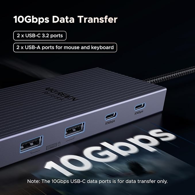 UGREEN 12 in 1 Triple 4K Docking Station with 2 HDMI, DP, 2x10G USB C, 2×USB-A2.0, 100W PD, SD/TF, 1000Mbps Ethernet, 3.5MM Audio, Revodok Pro USBC Hub Multiple Adapter for DELL, HP and More