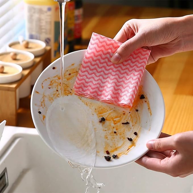 50 Pack Disposable Dish Cloths Heavy Duty Reusable Cleaning Cloths Dish Rags for Kitchen 23.6x11.8inches - 5Colors