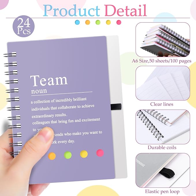 Feifeiya 24 Pcs Employee Appreciation Gifts Bulk Team Recognition Notebooks with Sticky Notes Staff Thank You Gifts for Social Worker Teacher Nurse Coworker Office Motivation Set (Neutral Colors)