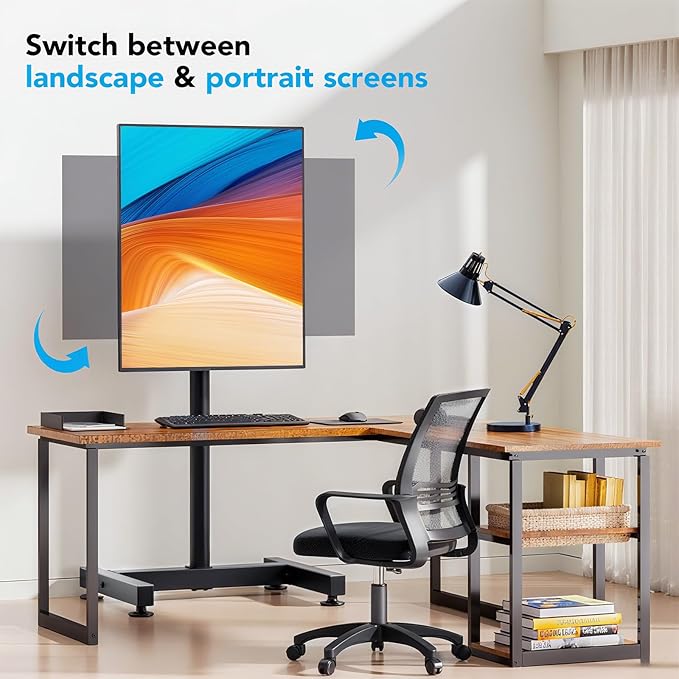 AX WABER TV Floor Stand for 13-50 inch Screens Holds up to 77lbs, Tilting and Height Adjustable Monitor Floor Stand Mount,Tall Standing TV Stand for Bedroom, Dorm Room, Office, Max VESA 200x200mm