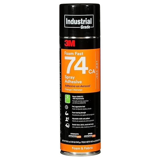 3M Foam Fast 74 CA Spray Adhesive Low VOC <25%, Orange, Net Wt 19.0 oz