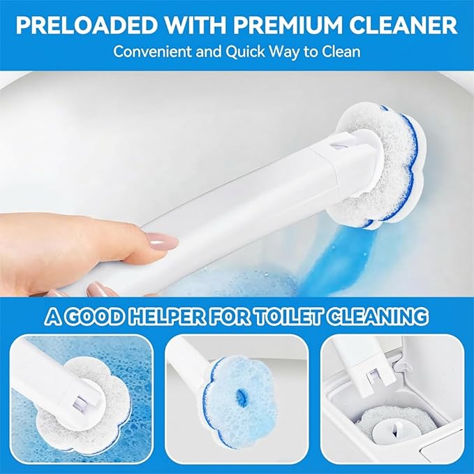 Disposable Toilet Brush with 48 Refills,Toilet Bowl Cleaner,Toilet Cleaning Supplies,Toilet Bowl Brush,Toilet Cleaner Brush,Toilet Brush with Holder for Cleaning and Hygienic (New White)
