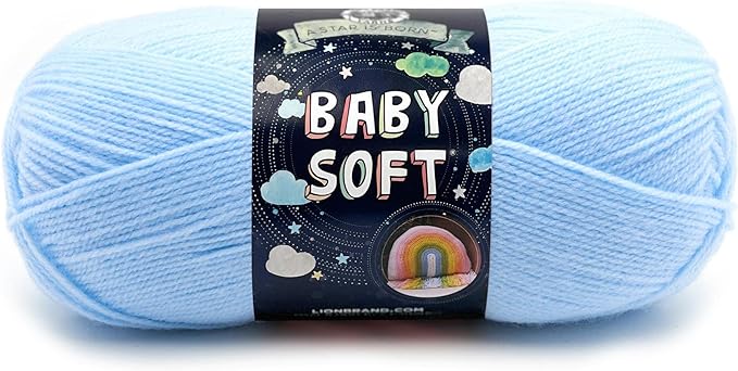 Lion Brand Yarn, Baby Soft Baby Blanket Yarn for Crocheting, Knitting, and Crafts, Little Boy Blue Multicolor, 1 Pack