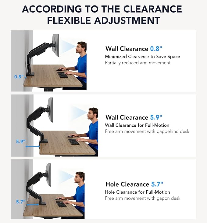 Dual Monitor Stand, Adjustable Monitor Desk Mount for 17″–32″ Computer Screens, Full Motion VESA 75x75/100x100 with C-Clamp & Grommet Aluminum Base, Each Arm Holds 4.4 to 20 lbs AX09DB201