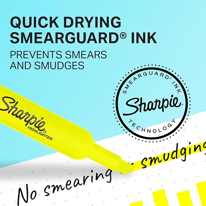 Sharpie Tank Style Highlighters, Chisel Tip, Fluorescent Yellow, Box of 36 (1920938)