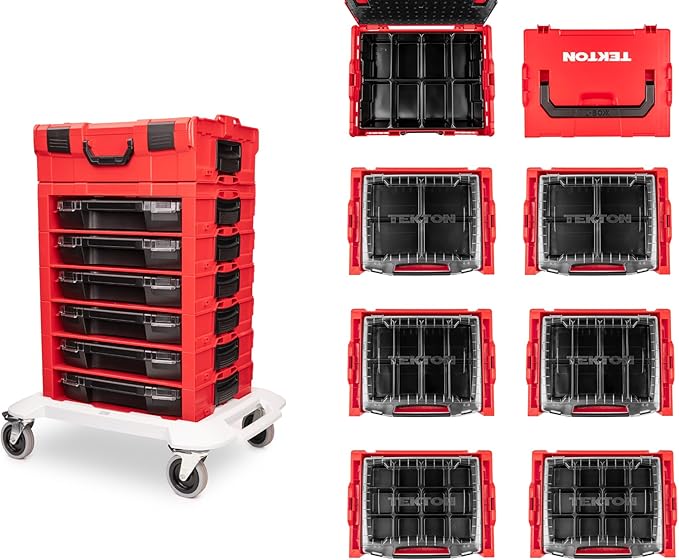 TEKTON 6-Drawer Rolling Stack with Tool Box (L-BOXX 2) and Parts Trays | OLB99201