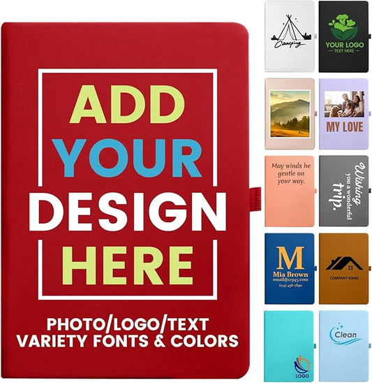 Customizable Notebook- Personalized Cover with Any Design - A6/A5 192 Lined Pages Journaling Notebooks for Work School Business Church