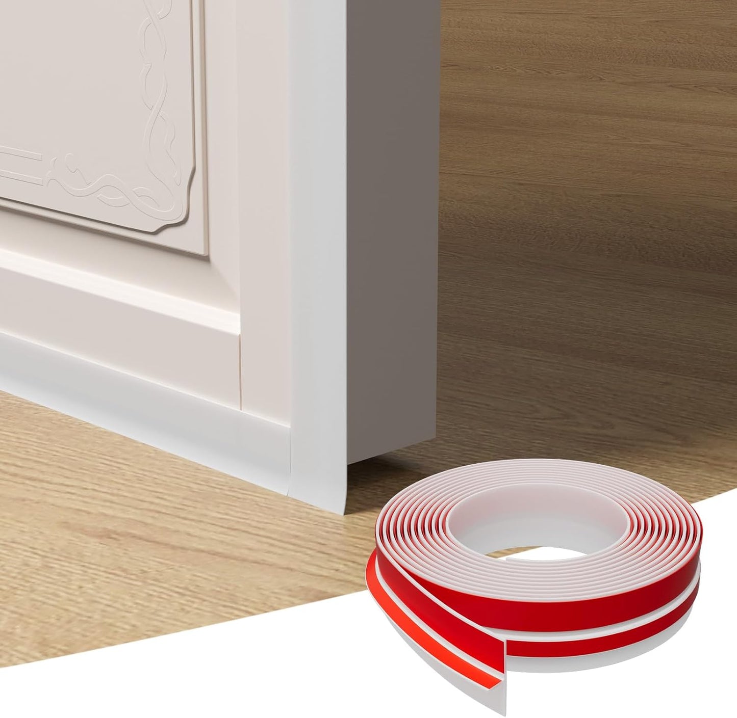 T-Shaped Door Draft Stopper, 1.97 in x 20 Ft Silicone Seal Strip for Windows Gaps, Weather Stripping Seal Strip Shower Sweep, White