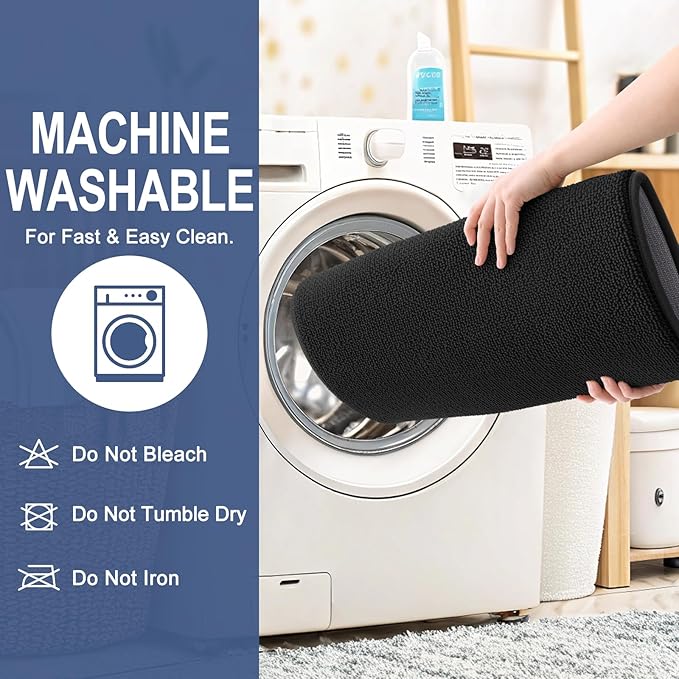 OLANLY Thick Memory Foam Bath Mat Rug 47x32, Extra Soft Absorbent Bathroom Rug, Quick Dry Bath Mats, Non-Slip, Machine Washable Carpet for Bathroom, Tub and Shower, Home Decor Accessories, Black