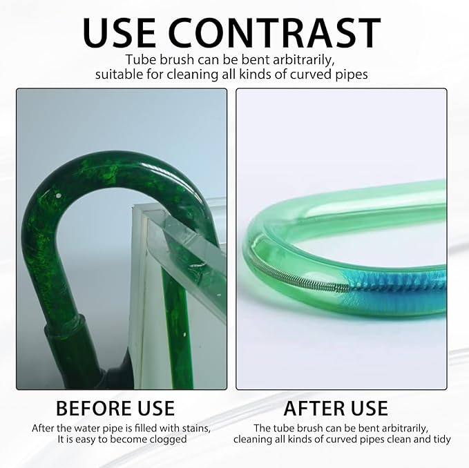 79” Flexible Pipe Cleaner Brush Set, Dual-Ended and Extra-Long Stainless Steel Cleaning Tool for Homeowner Mechanics Clean Sink Refrigerator Coils Shower Drain Plumbing Maintenance Fish-Tank