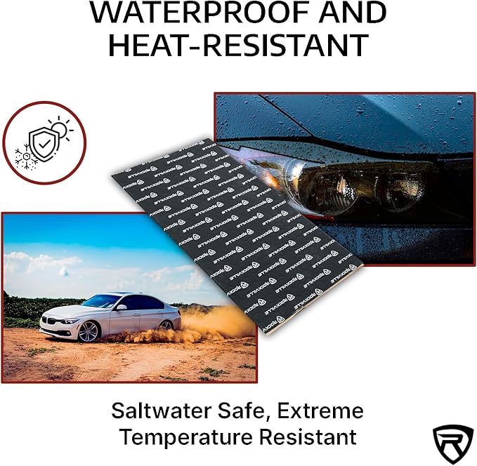 Rockville RockMat 37-25 37 Sq Ft Butyl Sound Deadening Mat 2.5MM 100 Mil, Aluminum Foil Backing, Heat Resistant, Vibration and Noise Damping for Car Truck Van RV Marine