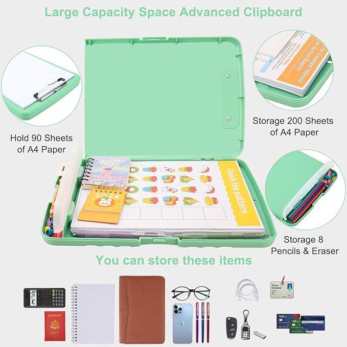 SFLHHDM Clip Boards 8.5x11 with Storage, Low Profile Clip Plastic Clipboards, Nursing Clipboard Folder with Pen Holder, Heavy Duty Clipboard with Storage, Nurse Binder Case for Classroom