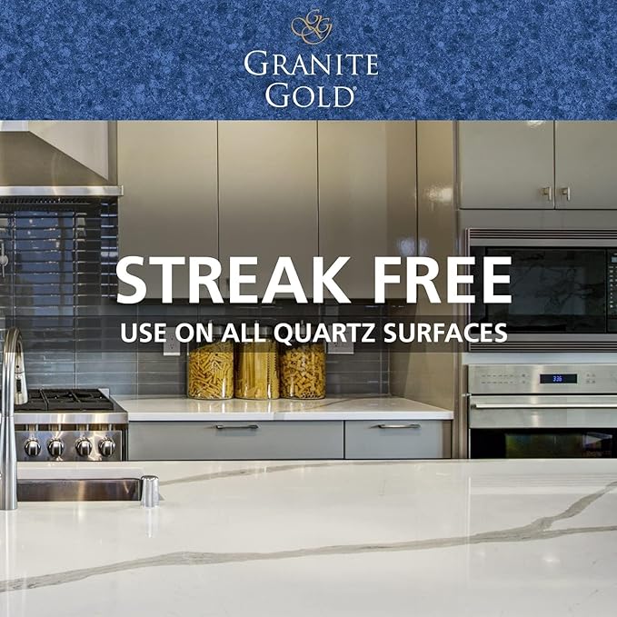 Granite Gold Quartz Cleaner Spray for Caesarstone, Cambria, Silestone and All Other Quartz Countertop Surfaces, 64 Fluid Ounces and 2 x 24 Fluid Ounces
