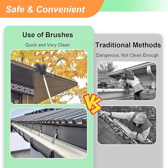 Multi-Angle Adjustable Brush Head For Curved Drains & Clogged Downspout Maintenance Flexible Drain Brush Attachment