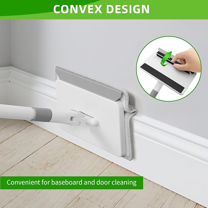 Baseboard Cleaner Tool with Handle, 55.9’’ Baseboard Cleaner with Extendable Handle, Wall Cleaner for Baseboard, Wall, Ceiling, with 4 Reusable Cleaning Pads
