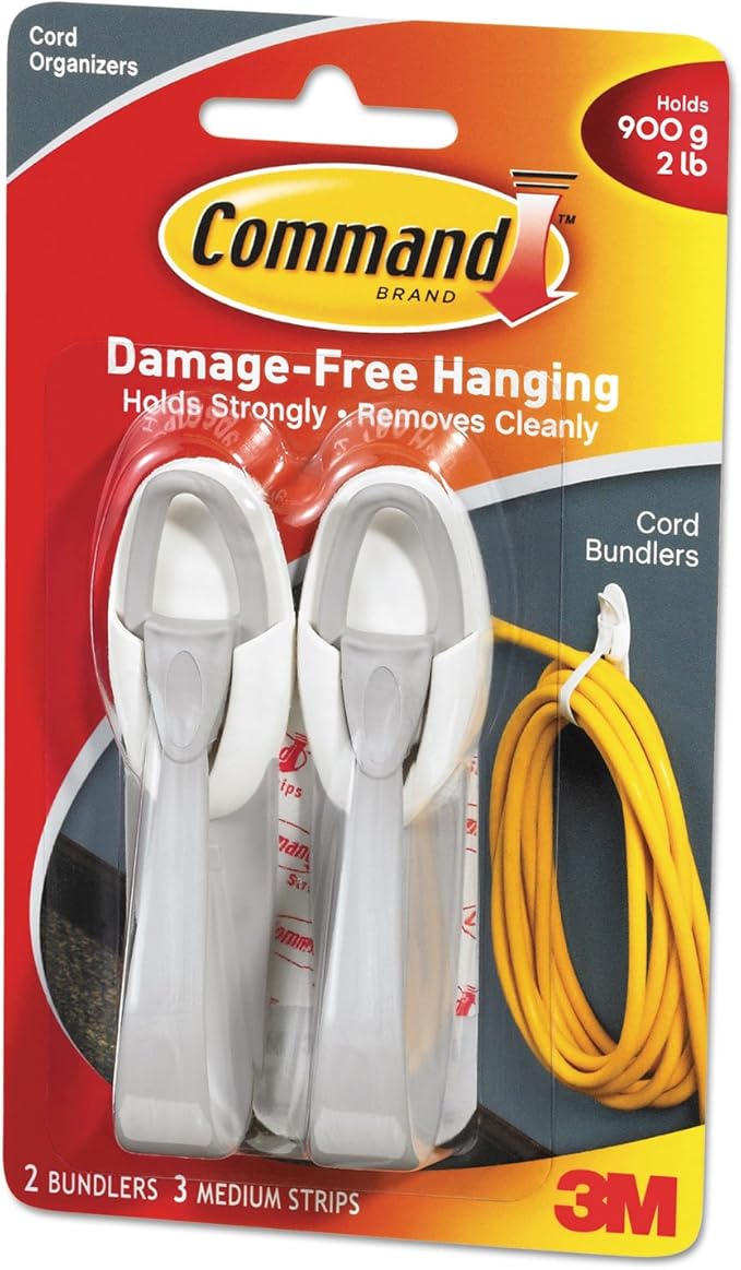 3M Command 17304ES Cable Bundler, White, 2/Pack