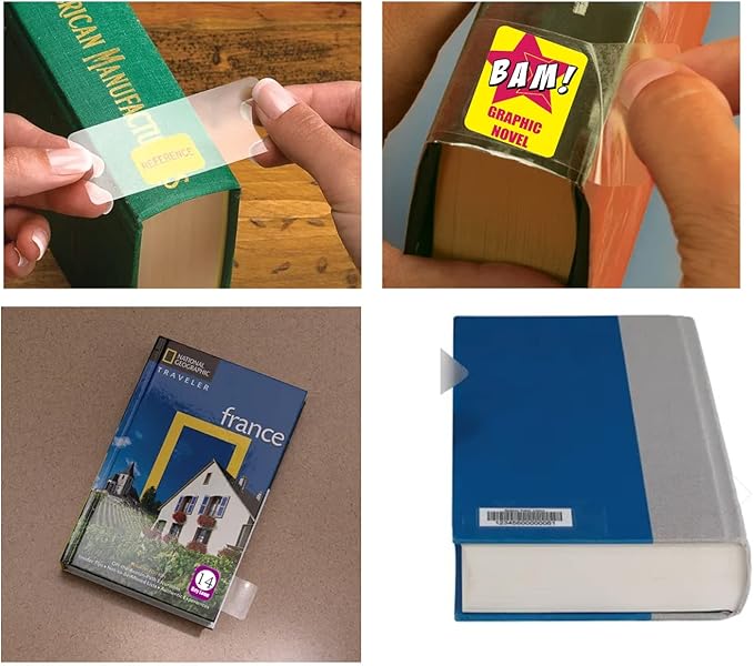 500 Pieces Book Spine Clear Label Protector | Transparent Labels for Protecting Barcodes,Book Spine Stickers Tape | 0.6" H x 2.2" W