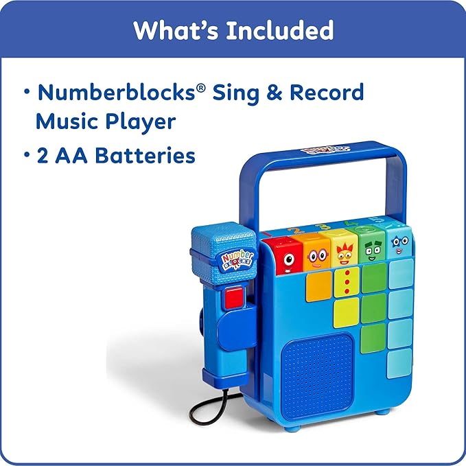 hand2mind Numberblocks Sing and Record Music Player, Kids Karaoke Microphone, Musical Toys, Toddler Boombox, Counting Toys, Preschool Math Learning Activities, Numbers for Toddlers, Birthday Gifts