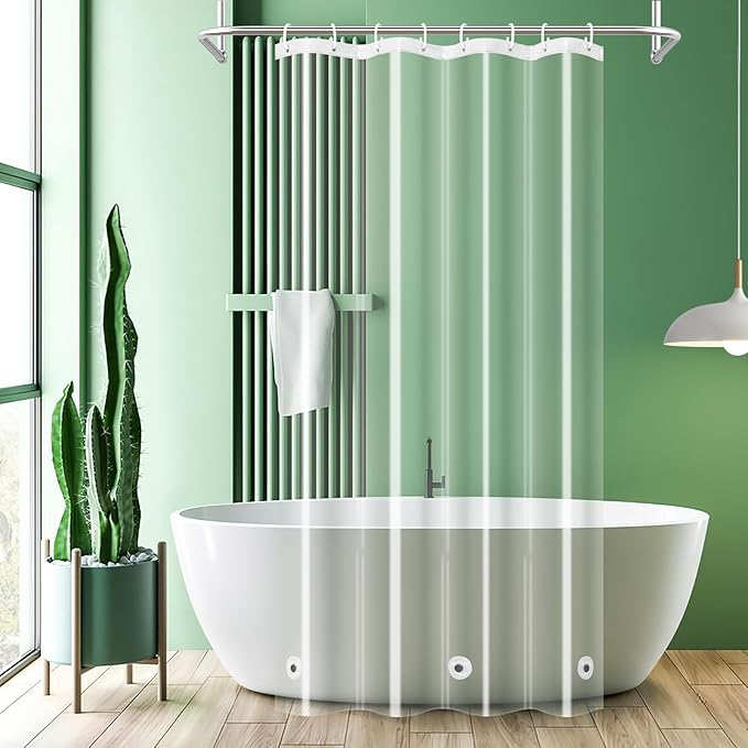 UFRIDAY Clear Shower Stall Curtain Liner 48 x 78 inches,Heavy Duty Liner Waterproof Transparent Shower Curtain for Bathroom PEVA with 3 Magnets Bottom