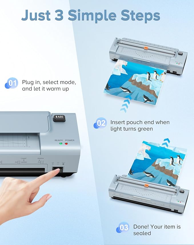 13 Inch Laminator Machine with 20 Laminating Sheets, 11x17 Hot & Cold laminator for Teachers 10 in 1 with Auto Paper Feed, Never Jam Technology Personal Laminator for Home Office School