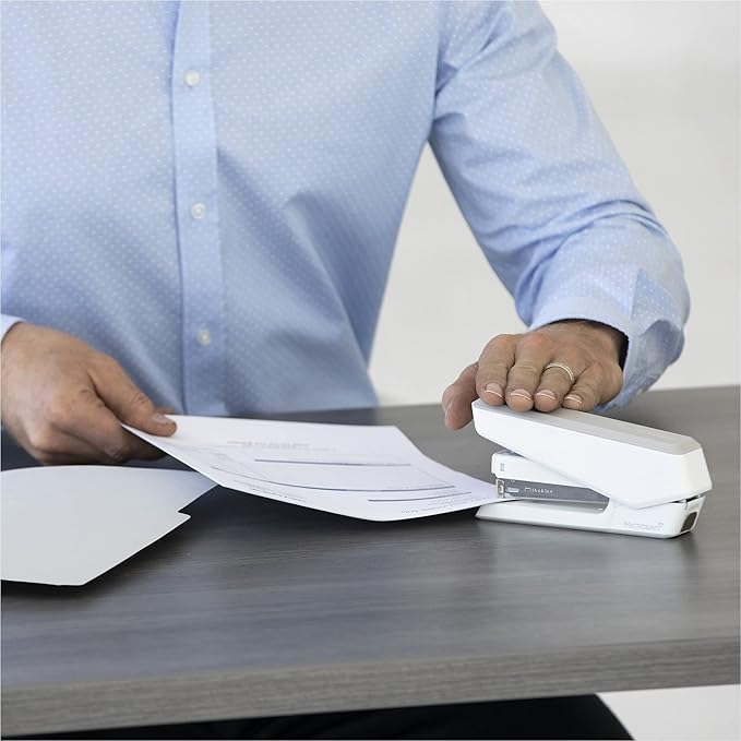 Fellowes LX850 EasyPress Office Stapler, Full Strip Effortless One-Touch Stapler for Classroom, Home and Office, Holds Full Strip of Staples, 25 Sheet Capacity, White