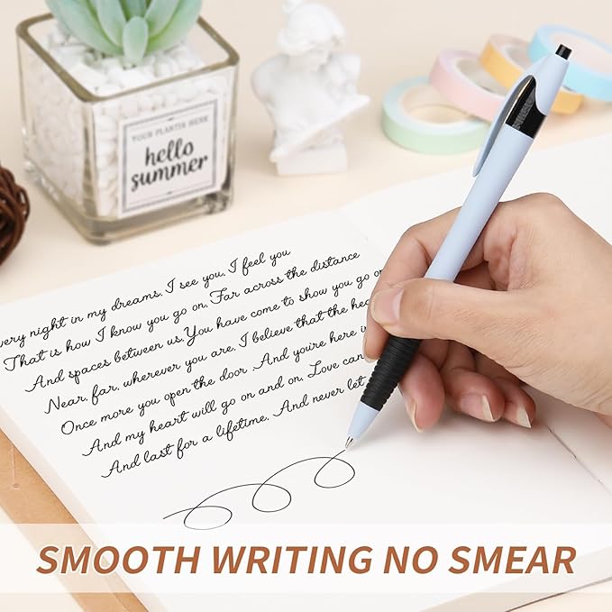 Pens Bulk, 60 Pack Morandi Gripped Slimster Ballpoint Pens Black Ink 1.0mm Medium Point Smooth Writing, Click Pens with Comfort Grip for Teachers, Students, Servers, School & Office Gifting