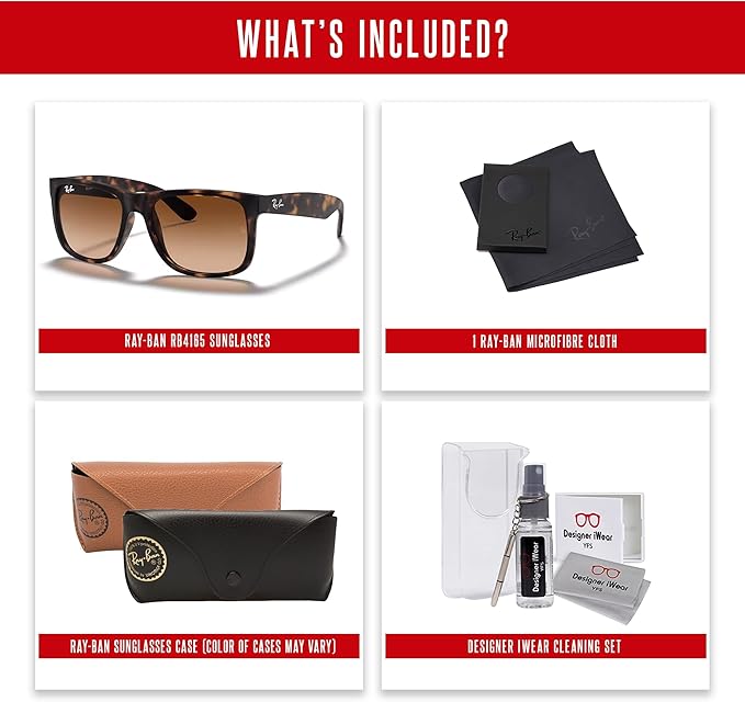 Ray-Ban RB4165 JUSTIN Sunglasses For Men For Women+BUNDLE with ACCESSORY EYEWEAR KIT