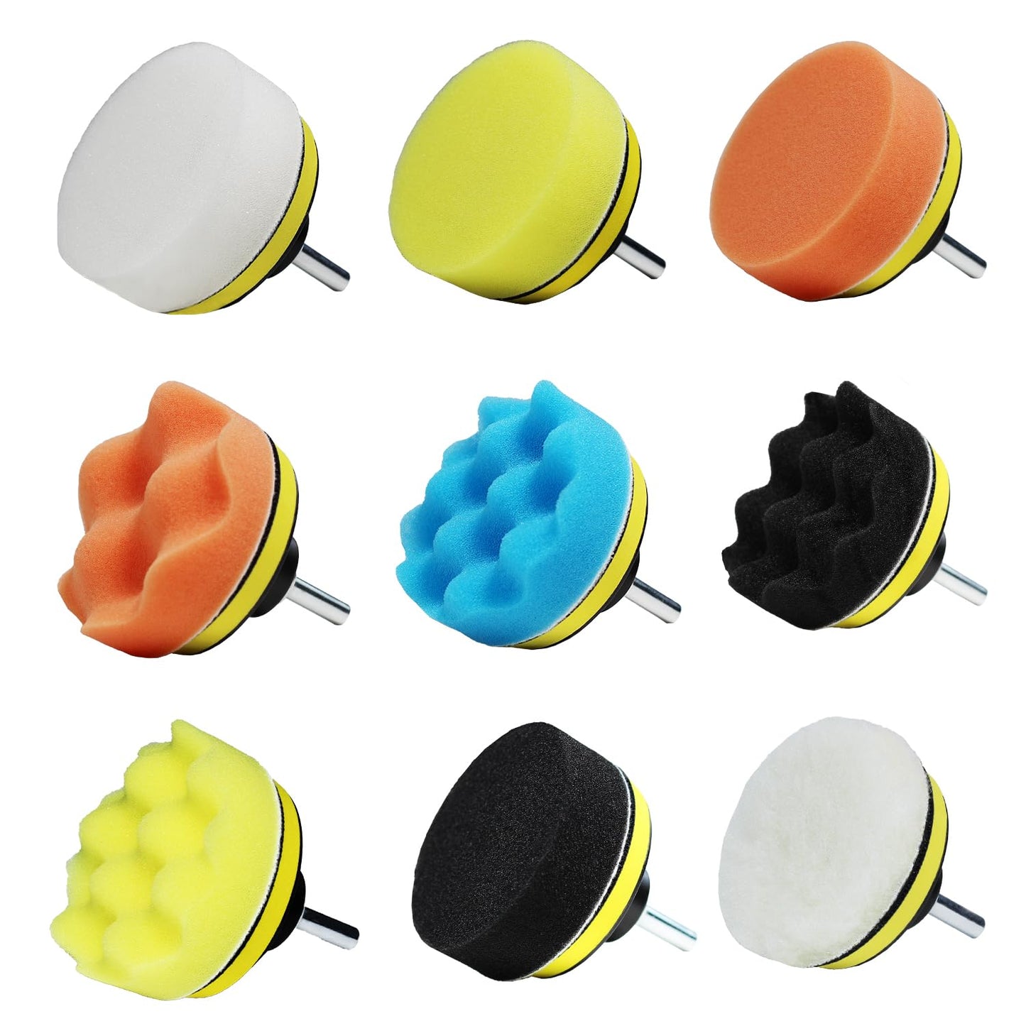 Car Polishing Buffing Kit 3Inch Drill Buffing Pad Buffing Pads, Wool Pads, Drill Attachments, Polishing & Buffing Wheels. for Headlights & Car Body. 11 Pcs Car Foam Car Wax & Buffer Kits