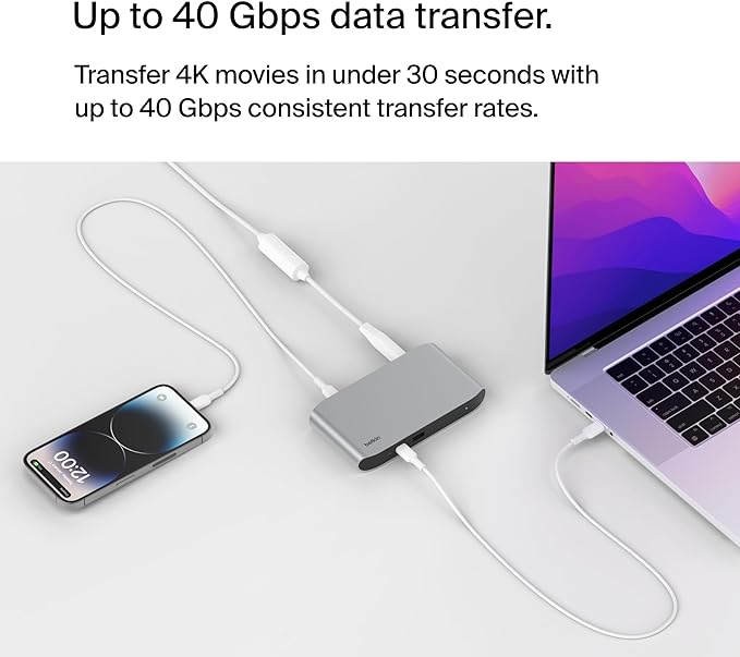 Belkin Connect Thunderbolt 4 Docking Station, 5-in-1 USB-C Multiport Core Hub w/ 96W Power Delivery for Mac, Windows, Single 8K or Dual 4K Display, Thunderbolt 4 Cable & Power Supply Included