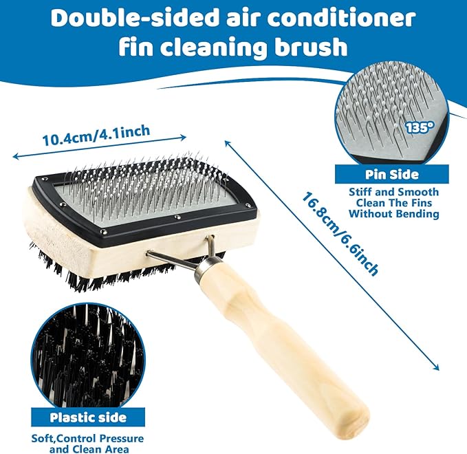 3Pcs Air Conditioner Condenser Fin Cleaning Brush Set, Stainless Steel Ac Fin Comb, Ac Coil Cleaner Brush for Mini Split, Refrigerator Coils, Evaporator