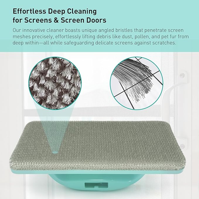 Mesh Screen Cleaner(2 Pack), Window Screen Cleaner Kit, Screen Cleaner with Window Groove Brush, Wet/Dry Tool for Cleaning Screens & Tracks, Clean Window Screen Without Removing from Frame