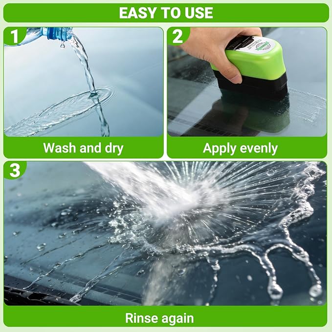 Clear Vision Glass Cleaner -Oil Free Car Glass Brushes, Upgrade 2.0 Cleaner, Automotive Oil Film Cleaning Brush for Car Windows, Clearvision Cars Windshield Cleaner Tool (2Pc's/Set)