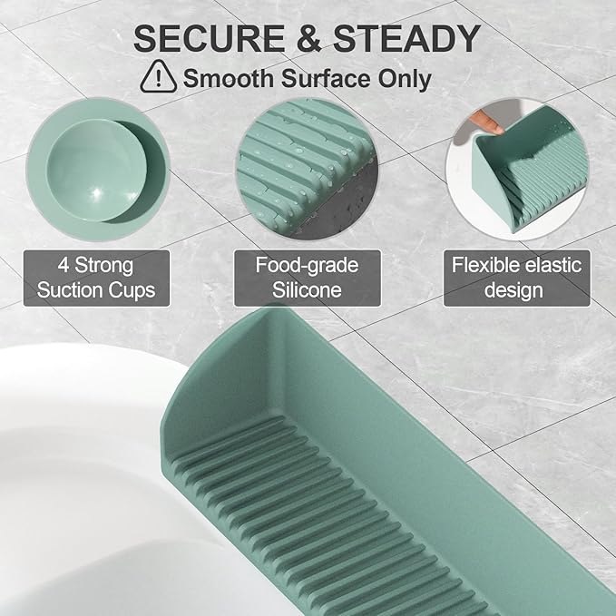 Bathtub Splash Guard for Tub - Silicone Tub Water Splash Guard with 4 Suction Cups, Bath Toy Holder, Tub Play Shelf for Kids, Bathtub Side Splash Guard Tray, Toddler Bathroom Essentials, 1Pack, Aqua