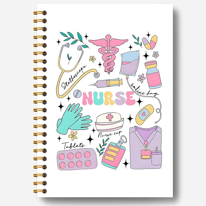 Colourful Nurse Notebook, Nursing Gifts for New Grad Nurses Journal, Nurse Appreciation Gifts Journal, Trendy Nursing Hardcover Spiral Notebooks 5.5x8.3 Inch