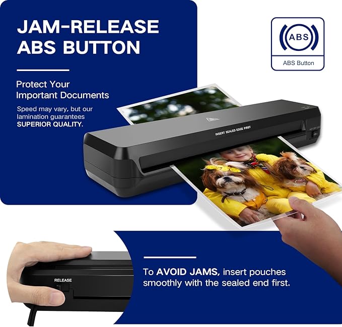 13 Inch A3 Laminator Machine, 7 in 1 Desktop Thermal Laminator, Never Jam with 40 Laminating Pouches, Paper Trimmer and Corner Rounder, Fast Warm-Up, Home Office School Use, Black