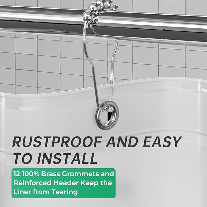AmazerBath Extra Long, 8G Heavy Duty Plastic, 96 Length, Weighted Tall 72 x 96 Frosted, Bathroom Shower Curtain Liners with 3 Weights